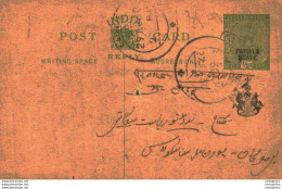 India Postal Patiala Stationery George V 1/2 A - Patiala