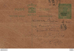 India Postal Patiala Stationery George V 1/2 A - Patiala