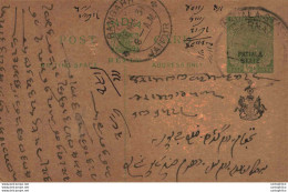 India Postal Patiala Stationery George V 1/2 A Ramgarh Cds - Patiala