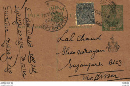 India Postal Patiala Stationery George V 1/2 A Sujangarh Cds - Patiala