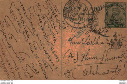 India Postal Patiala Stationery George V 1/2 A Jhunjhunu Cds - Patiala