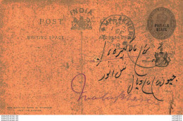India Postal Patiala Stationery George V 1/4 A Malakher Cds - Patiala