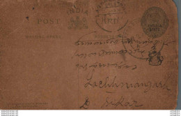 India Postal Patiala Stationery George V 1/4 A Lachmangarh Cds To Sikar - Patiala