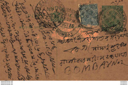 India Postal Stationery George V 1/2 A Kalbadevi Bombay Cds - Postcards