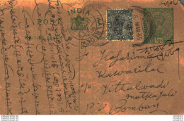 India Postal Stationery George V 1/2 A Kalbadevi Bombay Cds - Cartes Postales