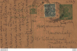 India Postal Stationery George V 1/2 A Kalbadevi Bombay Cds - Postcards