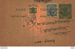 India Postal Stationery George V 1/2 A Balotra Cds - Postcards