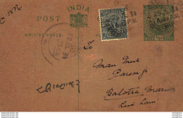 India Postal Stationery George V 1/2 A To Balotra Marwar - Cartes Postales