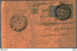 India Postal Stationery George V 1/2 A Kalbadevi Bombay Cds Khetia Cds - Cartes Postales