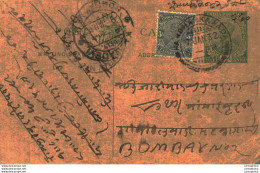 India Postal Stationery George V 1/2 A Kawada Cds To Bombay - Postcards