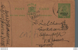 India Postal Patiala Stationery George V 1/2 A - Patiala