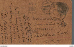 India Postal Patiala Stationery George V 1/4 A Lachhmangarh Cds - Patiala