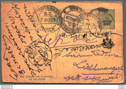 India Postal Patiala Stationery George V 1/2 A Lachhmangarh Cds Alwar Cds - Patiala
