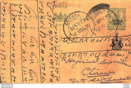 India Postal Patiala Stationery George V 1/2 A Chirawa Cds - Patiala