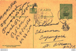 India Postal Stationery Patiala State 1/2A Sujangarh Cds - Patiala