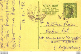 India Postal Stationery Ashoka 10p Sawaimadhopur Cds Jamuna Das Suresh Chand Hathras - Cartoline Postali