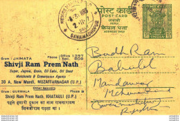 India Postal Stationery Ashoka 10p Shivji Ram Prem Nath Muzaffarnagar - Postcards