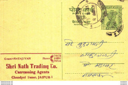 India Postal Stationery Ashoka 10p Shri Nath Trading Co Chandpool Bazar Jaipur - Postcards