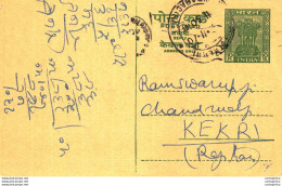 India Postal Stationery Ashoka 10p To Kekri - Cartoline Postali