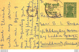 India Postal Stationery Ashoka 10p To Sindhnur Raichur - Postkaarten