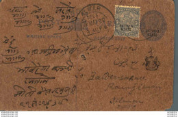 India Postal Stationery Patiala State 1/4 A Alwar Cds - Patiala