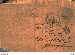 India Postal Stationery Patiala State 1/4A Jhunjhunu Cds - Patiala