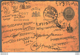 India Postal Stationery Patiala State 1/4A Jhunjhunu Cds - Patiala