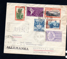 BRAZIL - 1938 - REGISTERED AIRMAIL TO MARBURG, GERMANY , ATTRACTIVE FRANKINGS - Cartas & Documentos