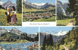 11726853 Adelboden Kinder Trachten Blumenwiese Alpenpanorama Wasserfall Wanderwe - Andere & Zonder Classificatie