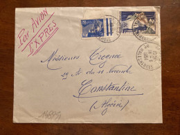 LETTRE EXPRES Par Avion Pour ALGERIE TP M DE GANDON 15F + JOAILLERIE 50F OBL.18-6 1954 PARIS 37 + PLM AVION B + PARIS AV - 1921-1960: Periodo Moderno