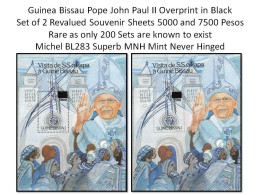 2010 Guinea Bissau His Holiness Pope John Paul II - Set X2 Revalued Blocs From 1990 MNH - Limited Issue Only 200 Exist - Papas