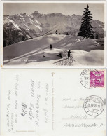 Braunwald GL Am Kneugrat - Langlaufskifahrer Foto Ansichtskarte Glarus 1938 - Altri & Non Classificati