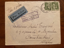 LETTRE Par Avion Pour Le MAROC TP PAIX 75c X2 OBL.21-9 36 LYON TERREAUX AVION RHONE (69) - 1932-39 Peace