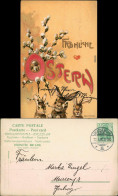 Ansichtskarte  Künstlerkarte: Ostern - Osterhasen 1905 Prägekarte - Easter