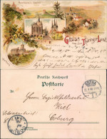 Litho Erfurt Wartburg Und Erfurter Dom - Rudelsburg U. Saaleck 1898 - Eisenach