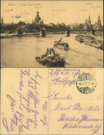 Ansichtskarte Dresden Dampfer, Baggerschiff - Flussbadeanstalten - Stadt 1917  - Dresden