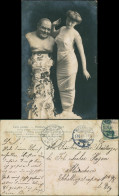 Ansichtskarte  Scherzkarte Schöne Frau Und Mann In Frauengewand 1906  - Humor