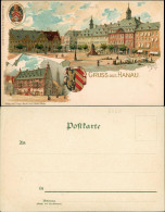 Ansichtskarte Litho AK Hanau Marktplatz, Heraldik - Künstlerkarte 1900 - Hanau