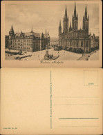 Ansichtskarte Wiesbaden Marktplatz Mit Denkmal, Kirche, Strassen Verlauf 1920 - Wiesbaden