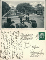 Wiesbaden Hessisches Staatstheater, Kurhaus, Vorbeifahrender Bus 1934 - Wiesbaden