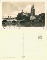 Ansichtskarte Regensburg Panorama-Ansicht, Donau Brücke Mit Dom 1940 - Regensburg