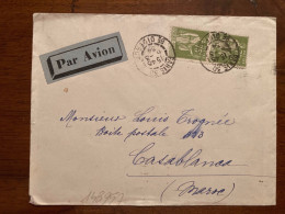 LETTRE Par Avion Pour Le MAROC TP PAIX 75c Paire OBL.6-3 34 PARIS 30 - 1921-1960: Modern Period