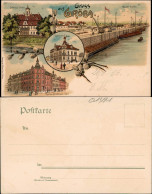 Ansichtskarte Litho AK Gröba-Riesa Schloß, Riesa Strehlaer Str., Hafen 1905 - Riesa