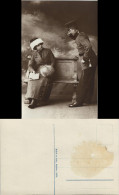 Ansichtskarte  Frau Winterkleidung Auf Der Bank - Soldat - Atelierfoto 1916 - Guerre 1914-18