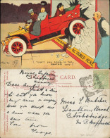 Scherzkarte Künstlerkarte Auto CANT YOU COME IN THE PROPER WAY? 1914 - Humor