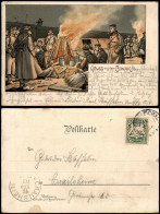 Ansichtskarte  Militaria - Künstlerlitho - Lagerfeuer - Aus Dem Biwak 1902 - War 1914-18