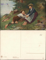 Künstlerkarte Künstler A. Lüben "Kurze Rast" Art Postcard 1920 - 1900-1949