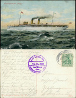 Ansichtskarte  Turbinendampfer Kaiser - Seepost Hamburg Helgoland 1908 - Paquebote