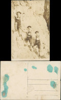 Echtfoto Männergruppe Als Bergsteiger In Felsenwand 1920 Privatfoto - Personajes