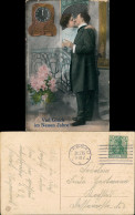 Ansichtskarte  Glückwunsch - Neujahr/Sylvester Küssendes Paar 1913 - Nieuwjaar
